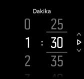 4. Üst ve alt düğmelerle yukarı/aşağı ilerleyerek ve orta düğmeyle onaylayarak gün doğumu/gün batımı öncesi istenen saat sayısını girin. 5. Aynı şekilde dakikayı ayarlayın. 6.