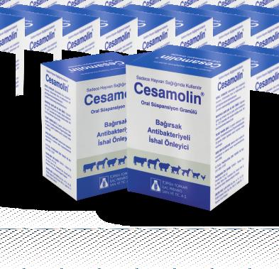 KLİNİK ÜRÜNLER Cesamolin Oral Süspansiyon Granülü Her gr'da 40 mg Neomisin sülfat 400 mg Bizmut subkarbonat içerir.