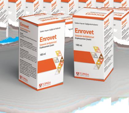 ANTİBAKTERİYELLER Enrovet 100 mg Enroﬂoksasin baz içerir.