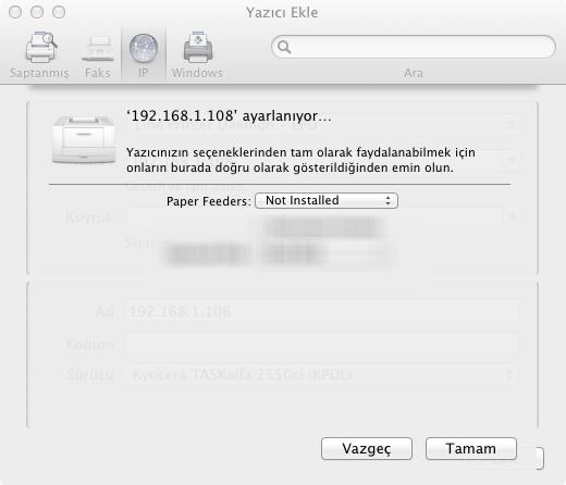 bağlantısı için IP simgesi üzerinde tıklayın ve IP