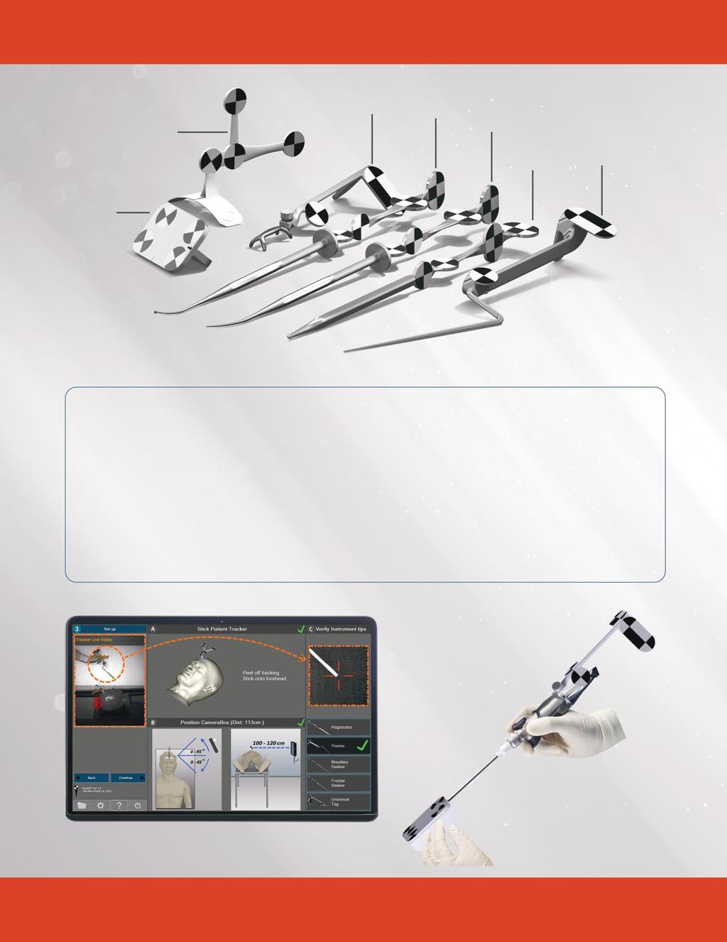 Tekrar Kullanılabilir Cerrahi Aletler Patient Tracker Universal Tag Maxillary Seeker Frontal Seeker Registration Pointer Bayonet Pointer Calibrator Ergonomik Cerrahi Aletler Kalıcı işaretleyicilerle