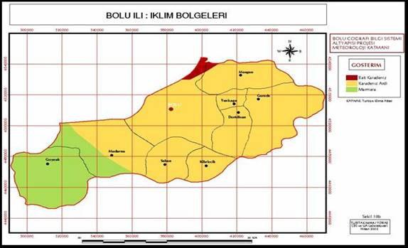 farkları da önemli bir iklim etkenidir. Örneğin rakımı 725 olan Bolu ovası ile ovadan sadece 20 km.