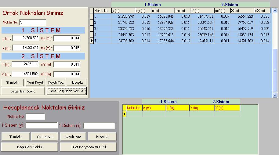 26 da görüldüğü gibi konum duyarlıklı değerler program ekranına gelmektedir. Şekil 3.