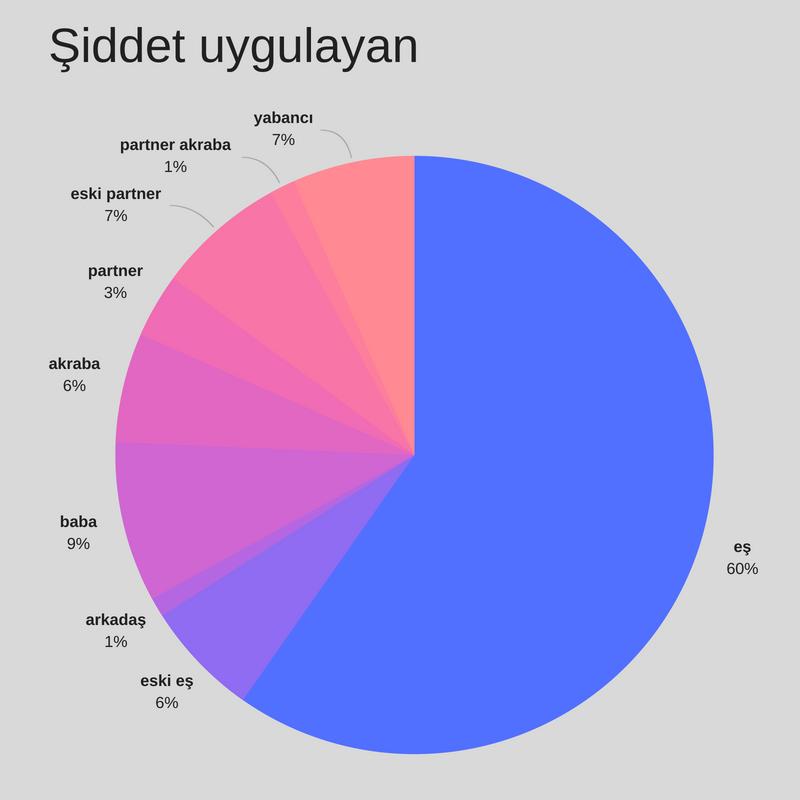 Şiddete maruz kaldığı için Mor Çatı dan destek alan kişiler 0-72 yaş aralığındaydı. Destek verilen 368 kişiden 307 sinin doğum yılı bilinmektedir. Bunlardan 16 sı 15 yaşından küçük çocuklardı.