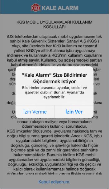 MOBİL UYGULAMA KULLANICI KILAVUZU Kale Alarm uygulamasını telefonunuza yükledikten sonra Kale Alarm size bildirim