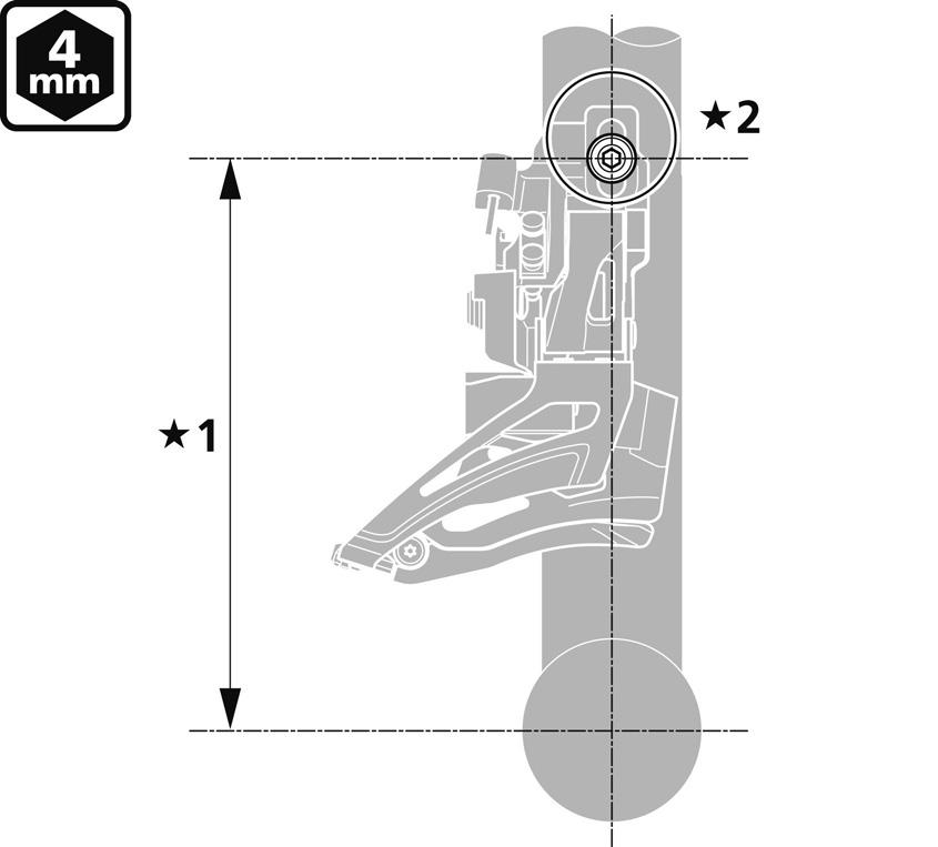 MONTAJ 3. Ayar tamamlandığında, ön vites değiştiriciyi kadroya sabitleyin. Sıkma torku 4 mm somun anahtarı 5-7 N m 2.