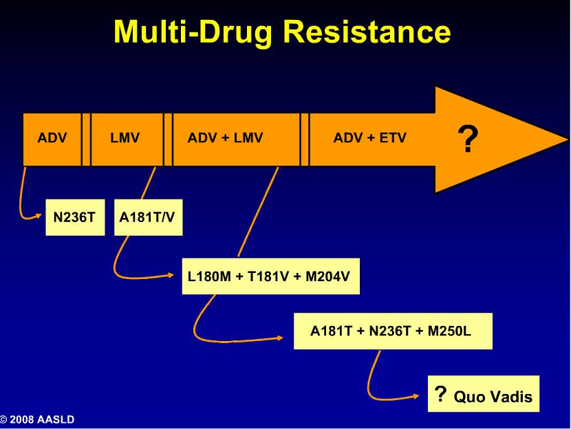 Çok ilaca dirençli HBV varyantları Kural: Farklı sınıftan en az iki nükleoz(t)id analoğuna,