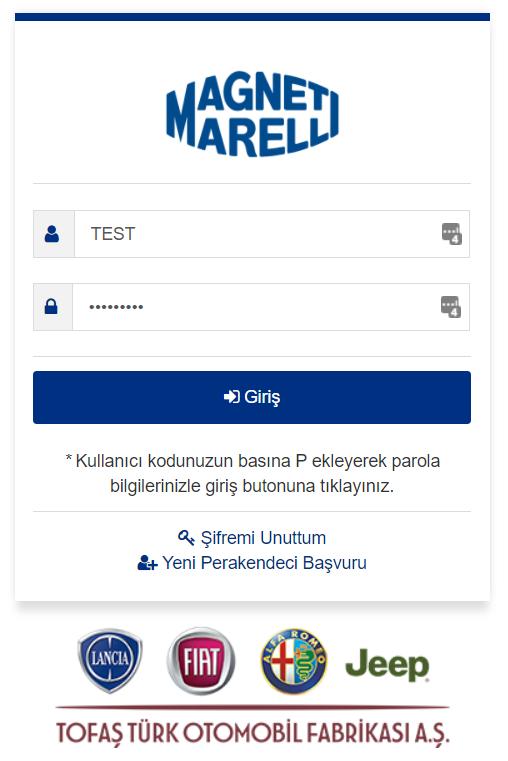 Görsel 1: OparWeb ve MMWeb Sistem Giriş Sisteme giriş işleminden sonra sistem Bayi Seçimi ekranına