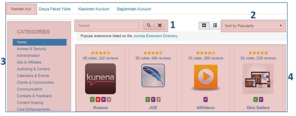 Bunlar; Webden Kur, Dosya Paketi Yükle, Klasörden Kurulum, Bağlantıdan Kurulum.