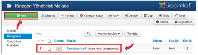 Joomla ile Site yapılandırma işlemlerinin başında kategori oluşturmak gelir. Çünkü kategori oluşturmadan içerik ekleyebilmek pek mümkün değildir.
