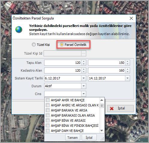 Şekil 37. Parselleri Öznitelik Bilgisine Göre Sorgulama 2.4.