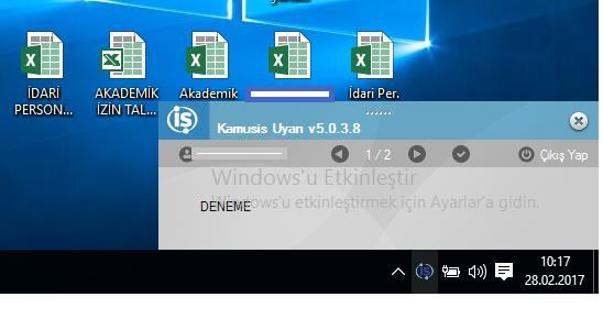 EBYS Uyarı link indirildiğinde, EBYS kapalı olsa bile, bilgisayar ekranınızın sağ alt köşesinde aşağıdaki şekilde, küçük uyarı ekranı açılacaktır. 2.7.