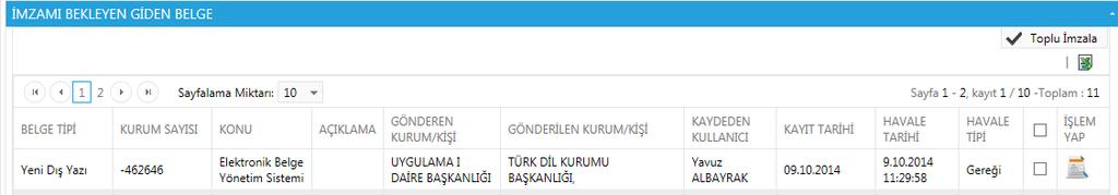 Belge İade Al: Belge imzalanıp gönderildikten sonra, belge iade al butonu ile bir sonraki imza makamının bekleyen işlerinden geri alınabilir.