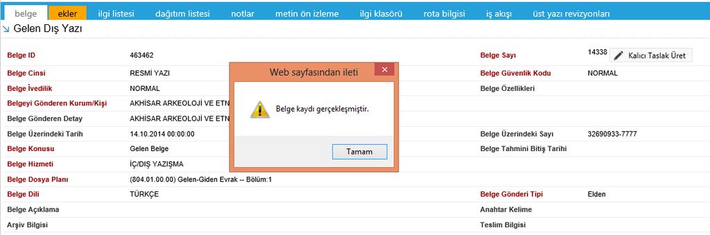 Not Konusu: Eklenecek olan notun konusunun girildiği alandır. Not Açıklaması: Eklenecek olan notun açıklamasının girildiği alandır.