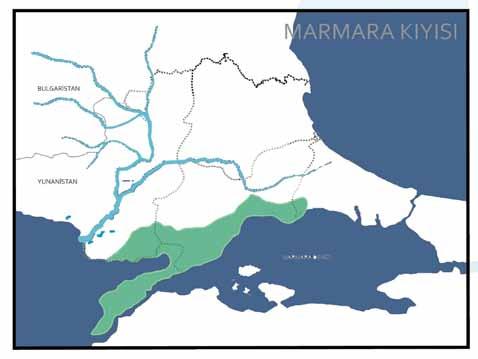Marmara Kıyısı Marmara kıyı bölgesi, Tekirdağ dan başlayarak Şarköy, Gelibolu, Saroz Körfezi ni kapsayan, Enez e kadar devam eden ve kuzeyde Keşan ile Malkara yla tanımlı bölgedir.