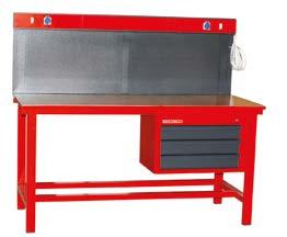 8500 Servis Masası (Panolu) Work Bench (With Panel) Merkezi kilit sistemi, mandal sistemi Central lockin system, handrip lock system Kaynaklı sağlam tasarım Robust welded desin.