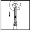 10. Çözücünün tamamının BENEFIX flakonuna aktarılmasını sağlamak için pistonu yavaşça bastırınız. (bakınız şekil 7) Şekil 7 11.