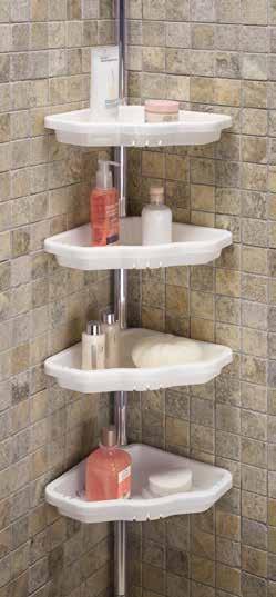bathrooms with or without bathtub Shelf Dimensions: 25 x 25 cm 1 free standing soap dish included Standard Colors: White, blue, pink, green, grey, transparent white, transparent blue, transparent