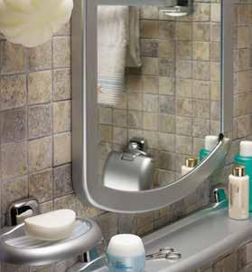 kağıtlık, askı, sabunluk, 2 li diş fırçalık, 2 kollu havluluk Çerçeveli Ayna Ölçüsü: 47 x