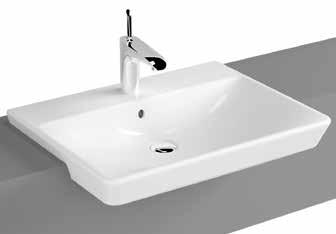 T4 Semi-recessed basin/lavabo, 60 cm Code/Kod: 4460 Weight/Ağırlık (kg): 14,6 Tap hole options/armatür deliği seçeneği: One tap hole/orta armatür delikli Material/Malzeme: Fine fire clay Color/Renk: