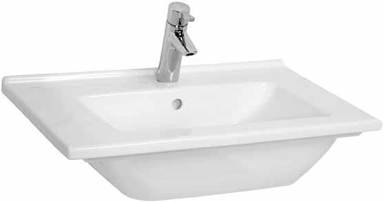 S50 Vanity basin/etajerli lavabo, 60 cm Code/Kod: 5407 Weight/Ağırlık (kg): 18,3 Tap hole options/armatür deliği seçeneği: One tap hole/orta armatür delikli Material/Malzeme: Fine fire clay