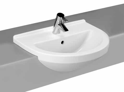 S50 Semi-recessed basin/yar m tezgah lavabo, 55 cm Code/Kod: 5598 Weight/Ağırlık (kg): 19,2 Tap hole options/armatür deliği seçeneği: One tap hole/orta armatür