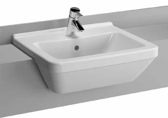 Semi-recessed basin/yar m tezgah lavabo, 55 cm Code/Kod: 5307 Weight/Ağırlık (kg): 13,1 Tap hole options/armatür deliği seçeneği: One tap hole/orta armatür