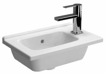 S50 Compact Compact basin/sa dan etajerli lavabo (dar), 50x37 cm Code/Kod: 5346 Weight/Ağırlık (kg): 12 Tap hole options/armatür deliği seçeneği: One tap hole right/sa dan armatür delikli