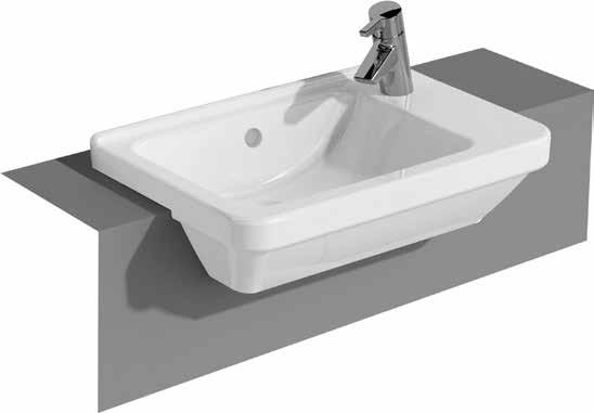 S50 Compact Compact basin/lavabo (dar), 60 cm Code/Kod: 5342 Weight/Ağırlık (kg): 17 Tap hole options/armatür deliği seçeneği: Without tap hole/armatür deliksiz One tap hole/orta armatür delikli
