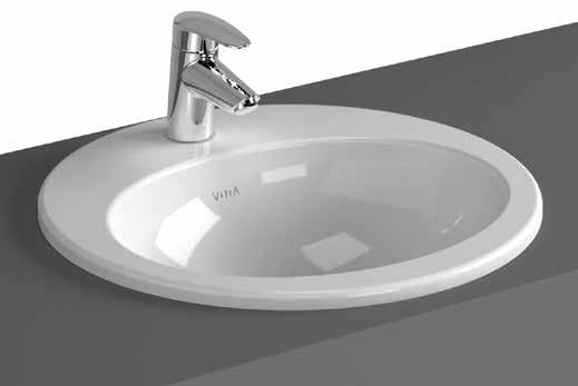 S20 Countertop basin/tezgahüstü lavabo, 48 cm Code/Kod: 5467 Weight/Ağırlık (kg): 7,4 Tap hole options/armatür deliği seçeneği: One tap hole/orta armatür delikli Material/Malzeme: Vitreous china