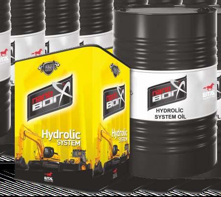 HYDROLIC SYSTEM OIL HİDROLİK SİSTEM YAĞLARI NANO BORX hidrolik Sistem Yağları, yüksek derecede ra ne edilmiş baz yağlara üstün nitelikli katkıların ilavesi ile üretilen yüksek performanslı hidrolik