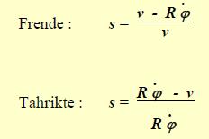 R den hesaplanan R'ye dinamik tekerlek yarıçapı denir. Tekerleğin yuvarlanarak eriştiği çevresel hız R, taşıt hızı v den farklı ise kayma olmaktadır.