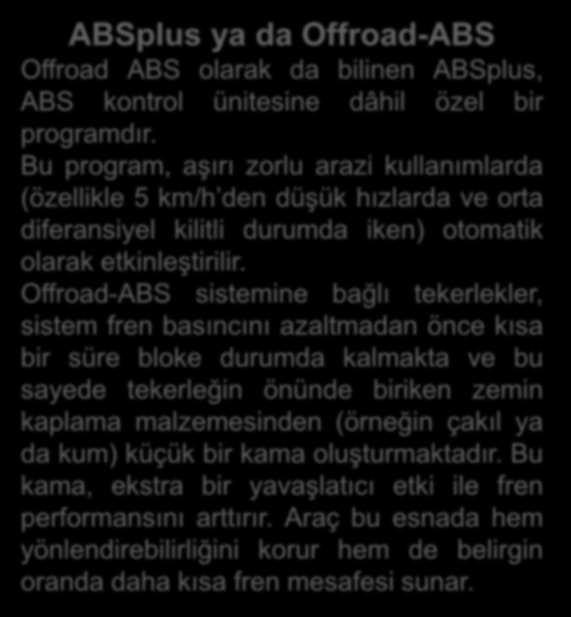 ABSplus ya da Offroad-ABS Offroad ABS olarak da bilinen ABSplus, ABS kontrol ünitesine dâhil özel bir programdır.