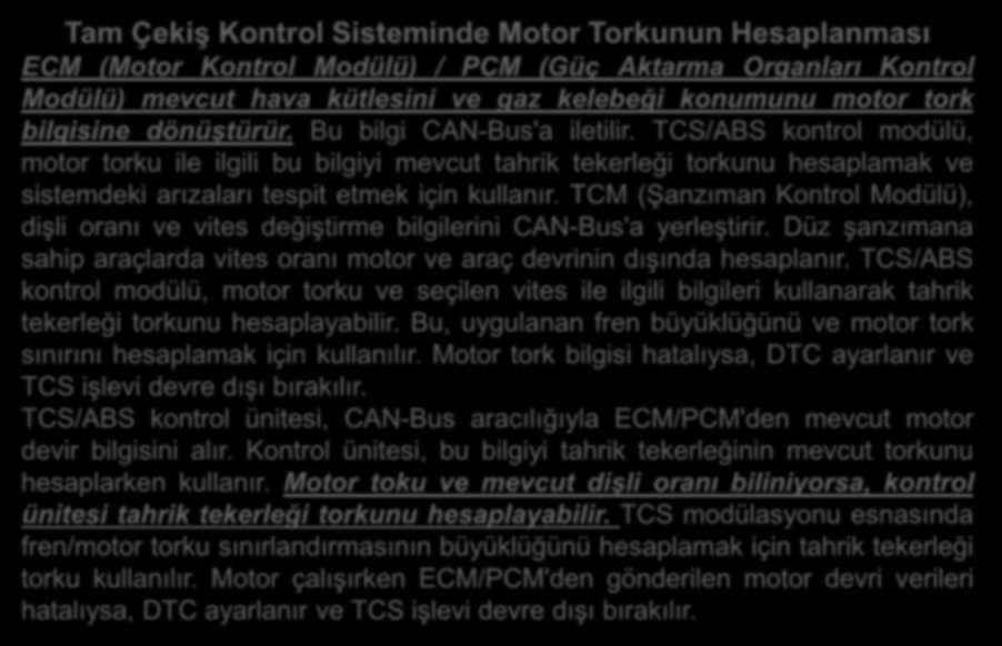 Kaynak: KİA Tam Çekiş Kontrol Sisteminde Motor Torkunun Hesaplanması ECM (Motor Kontrol Modülü) / PCM (Güç Aktarma Organları Kontrol Modülü) mevcut hava kütlesini ve gaz kelebeği konumunu motor tork