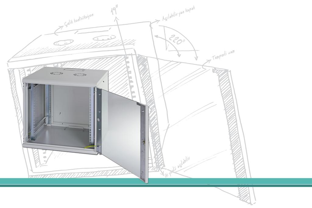 Wall Rack Wall Rack serisi kabinetler ofis uygulamaların da kullanılacak şekilde estetik görünümlü, yüksek kalitede tasarımı ve imalatı sayesinde tüm aktif ve pasif cihazların korunmasına olanak