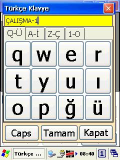 Küçük / Büyük Harf Modu Değiştirici Bk-Mobile Programının Kullanımı Açılan yazılımsal klavye