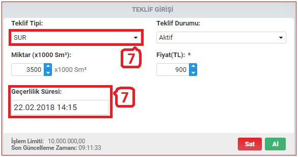 - STP Kullanıcı Kılavuzu Şekil-2.11: SUR teklif tipi seçilerek Süreli Teklif verilmesi Şekil-2.