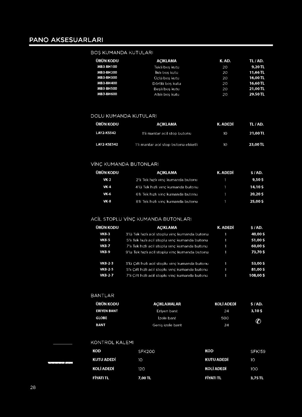 VK-2 2 li Tek hızlı vinç kumanda butonu 1 9,50 $ VK-4 4 lü Tek hızlı vinç kumanda butonu 1 14,10 $ VK-6 6 lı Tek hızlı vinç kumanda butonu 1 20,20 $ VK-8 8 li Tek hızlı vinç kumanda butonu 1 25,00 $