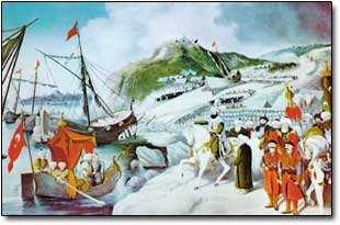22 Nisan 1453: II.Mehmet in emriyle Osmanlı donanmasının hafif tekneleri karadan yürütüldü. İstanbul kuşatmasının bu 15.