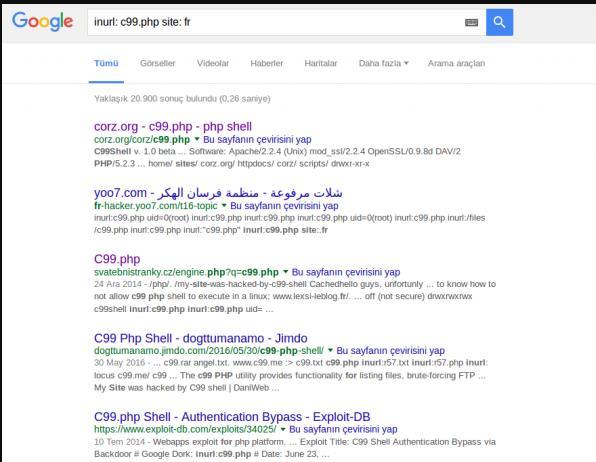 Kullanım şekli: intitle: Network Camera, intitle:"wj-nt104 Main" 2. Google üzerinden c99.php webshell i atılmış web sitesi bulma: 3.