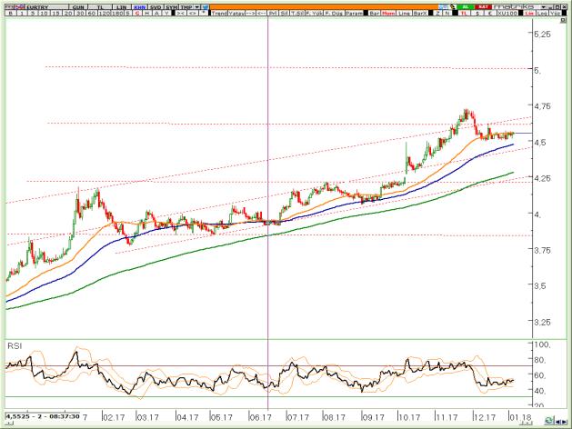 VİOP EURTRY Şubat Kontratı VİOP EURUSD Şubat Kontratı VİOP XAUUSD Şubat Kontratı Piyasa 55 günlük ortalaması olan 4,