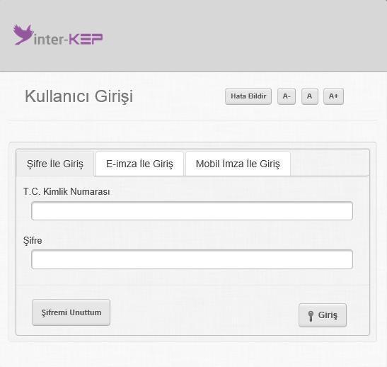 2. Hesaba Giriş Aktivasyon işlemi tamamlandıktan sonra hesaba erişim için www.inter-kep.com.tr üzerinde sağ üst köşede yer alan Oturum Aç linki ile giriş sayfasına ulaşılır.