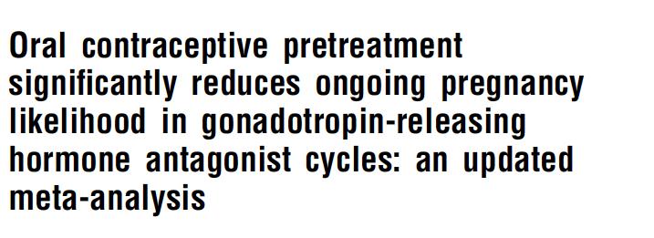 PCOS-Antagonist Sikluslarda OKS etkinliği Meta-analiz Antagonist sikluslarda, OKS eklenmesi ile OPR