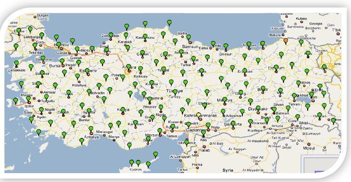 Tapu Kadastro Genel Müdürlüğü ve Harita Genel Komutanlığı tarafından ortaklaşa gerçekleştirilen Türkiye Ulusal Sabit GPS (GNSS) İstasyonları Ağı-TUSAGA Aktif projesi Haziran 2013 te tamamlandı.