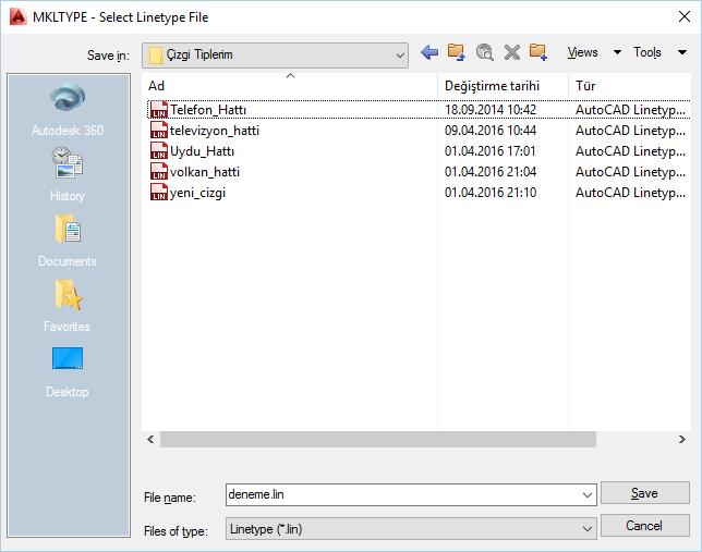 AutoCAD 2014 Kullanımı Layer (Katman) Komutları Yeni Bir Çizgi Tipi Oluşturmak Command: mkltype Initializing.