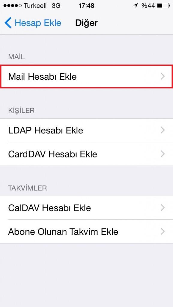 4. Mail Hesabı Ekle