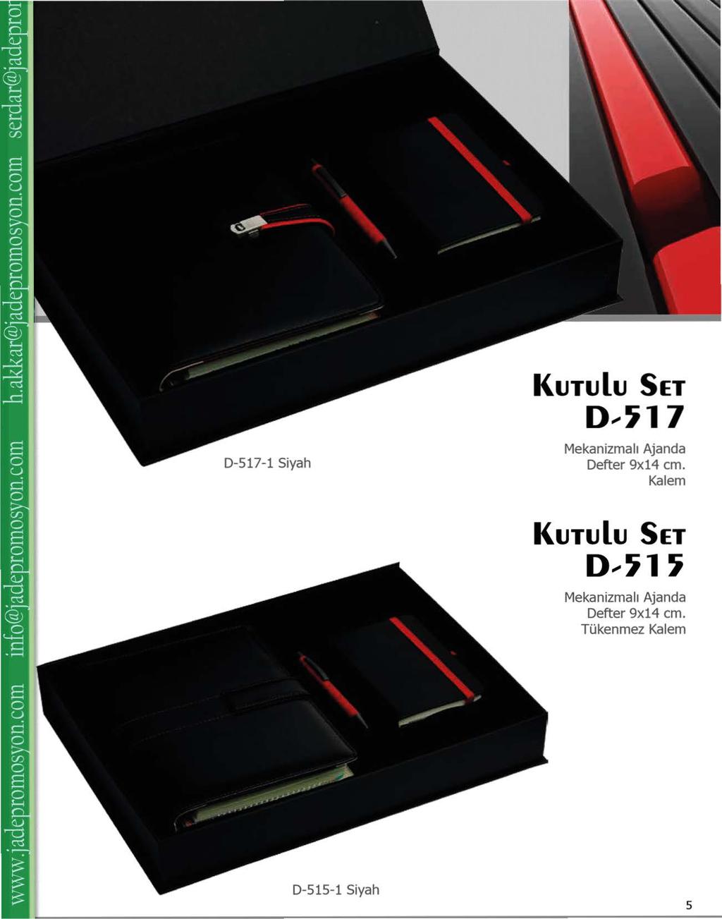 KuTulu SET D--~17 D-517-1 Siyah Mekanizmall Ajanda Defter 9x14 cm.