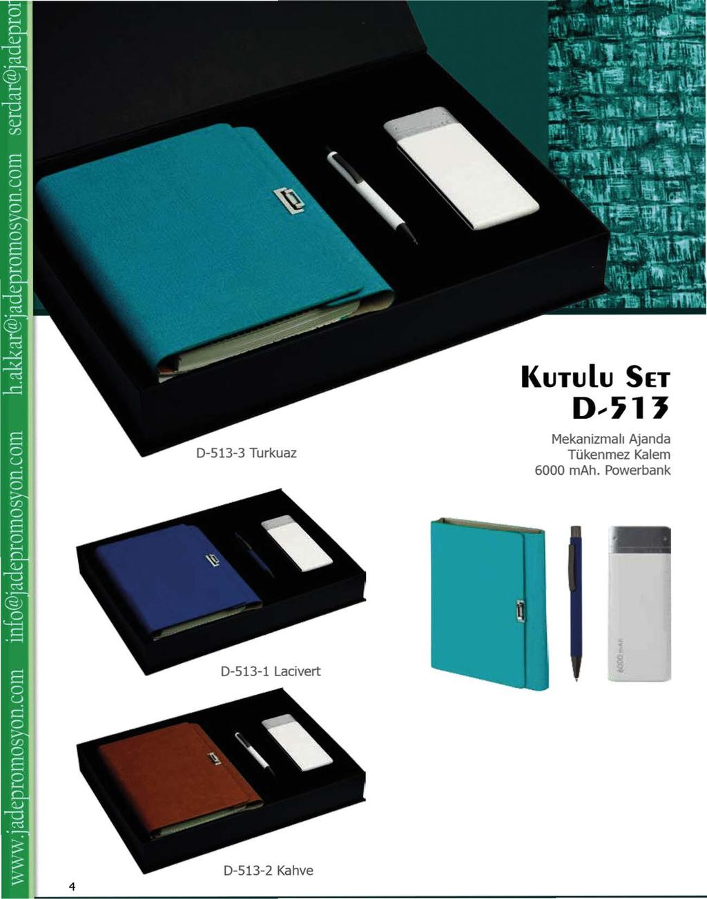 KuTulu SET D--~lJ D-513-3 Turkuaz Mekanizmall Ajanda Tukenmez