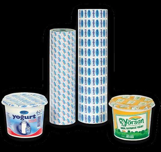 Yoğurt Üst Folyoları Yoghurt Top Lid Yoğurt Üst Folyoları PS, PP, PE, PVC ve PET kaplara peelable yapışabilme özelliği sağlayan üst film Bariyer ihtiyacı olan puding ve