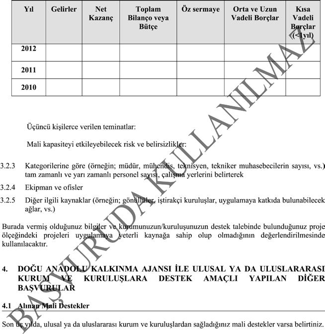 YATIRIM ALTYAPISININ GÜÇLENDİRİLMESİNE YÖNELİK KÜÇÜK ÖLÇEKLİ ALTYAPI 3.2.2 Mali veri. Lütfen aşağıdaki bilgileri kar ve zarar tablosuna ve kurum/kuruluşunuzun bilançosuna göre doldurunuz.